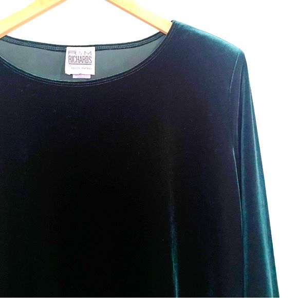 R&M Richards Women's Size 12 Vintage Pine Green Velour Tunic 90s Festive Holiday - Picture 3 of 9
